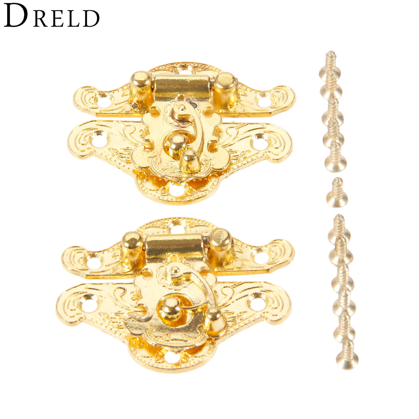 Furniture Hardware Antique - DRELD 2Pcs Antike Gold Box Latch