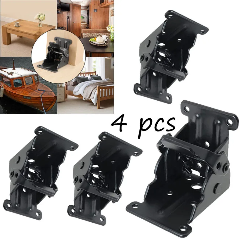 Furniture Hardware For Legs - 4 Stück Eisen-Klapp-Stützrahmen, selbstsicherndes Scharnier, Tischbeinbeschläge