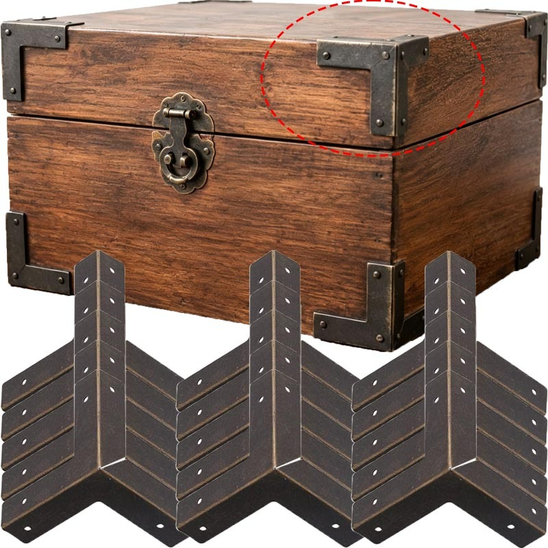 Furniture Hardware Antique - 4/16er-Set Antik-Bronze Eckenschützer Eisen Holzkisten-Eckhalterung Weinbox-Schutz
